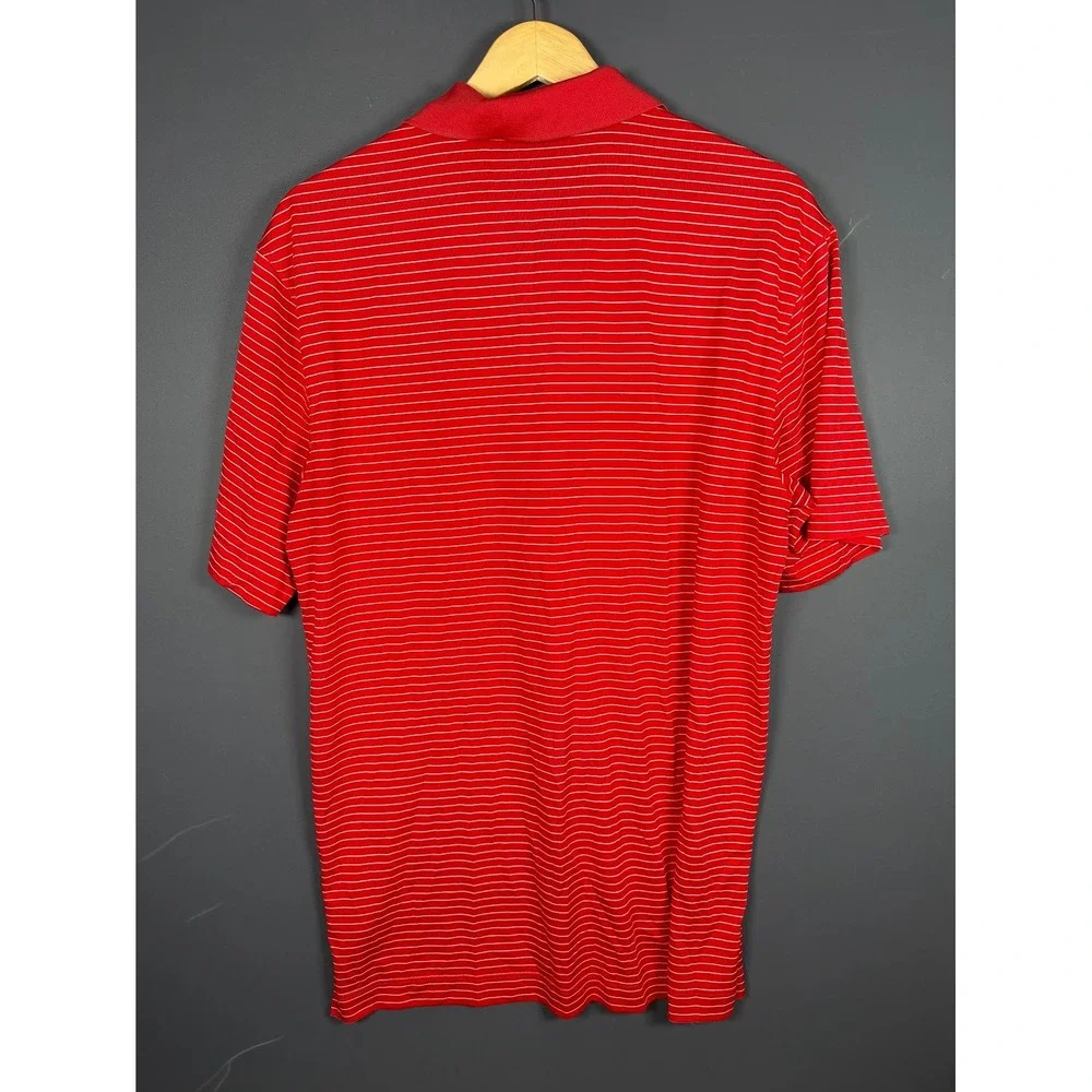 Nike Georgia Bulldogs Mens Medium Red White Striped Performance Polo Shirt